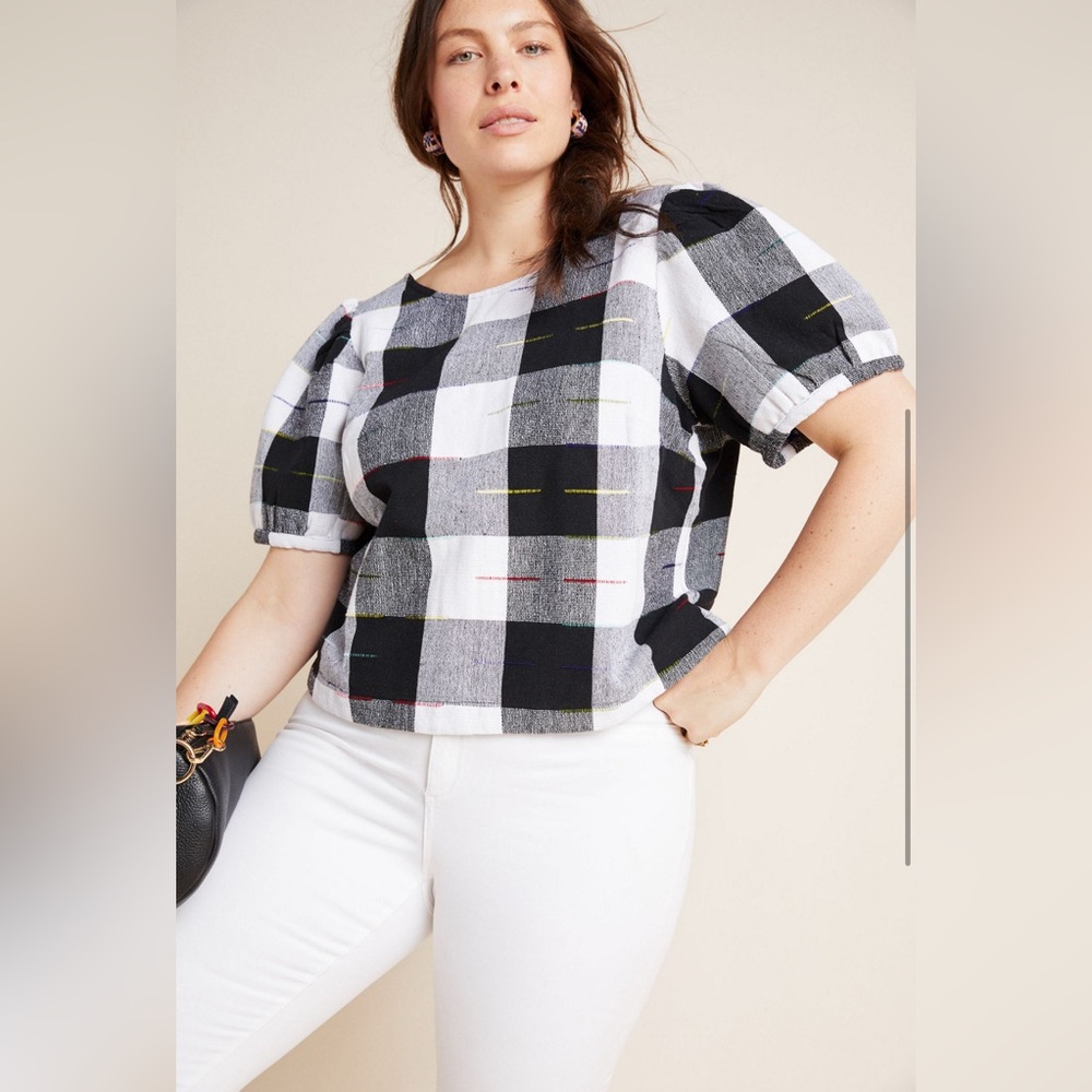 The Odells Gingham Puff Sleeve Shirt Sz 1x